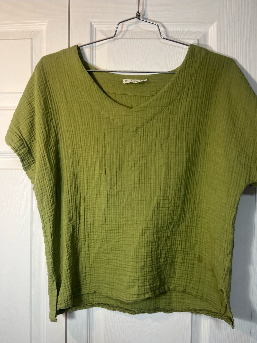 Blanca Olive Green Gauze V-Neck Tunic